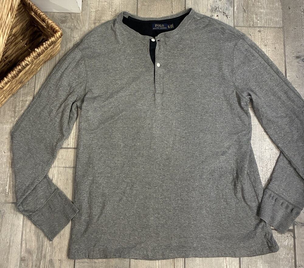 Polo Ralph Lauren Henley Sweatshirt Mens XL Gray Long Sleeve Pullover